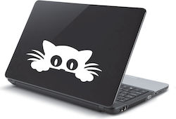 White Kitty Laptop Sticker