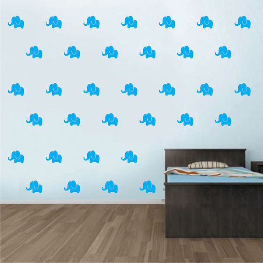 Mini Set Wall Stickers Magenta Elephants