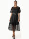Midi Evening Dress with Mesh Black