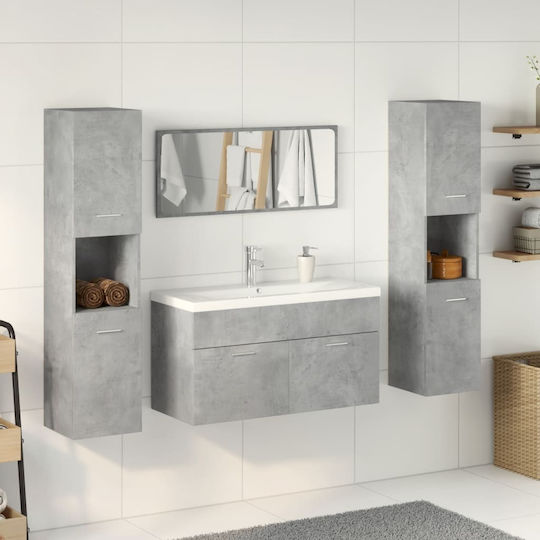 vidaXL Möbelset Waschtisch mit Waschbecken, Spiegel & Säule L91xB18.5xH39.5cm Grey