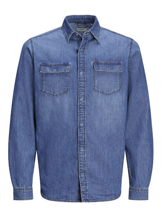Long-sleeved Cotton Shirt Blue