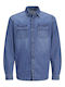 Long-sleeved Cotton Shirt Blue