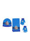 Kinder Mütze Set mit Handschuhe Gestrickt Blau