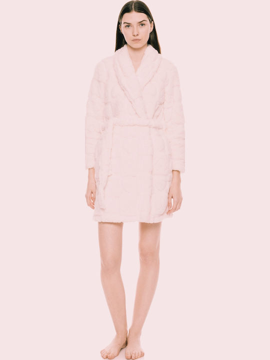 Pink Label Winter Damen Vlies Robe Baby Pink