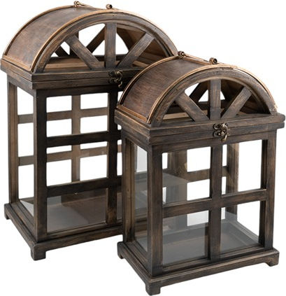 Zen Collection Laterne Set Tischplatte Braun 32.5x22.5x46cm 2Stück