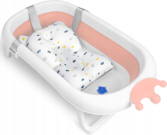 Baby-Badewannenkissen Faltbar 90x50x21,5 cm Weiß Rosa