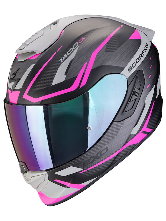 Scorpion Exo 1400 Evo II Air Accord Mat Black/Pink Motorcycle Helmet Full Face ECE 22.06 with Sun Visor