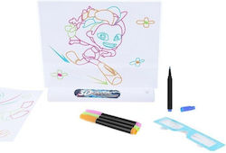 3D Beleuchtetes Zeichenbrett Kinder Glücklich Gezeichnet Idealstore Größe 25 x 19 cm Inklusive Transparente Tafel Beleuchteter Ständer Marker 3D-Brille Zeichen Schablonen