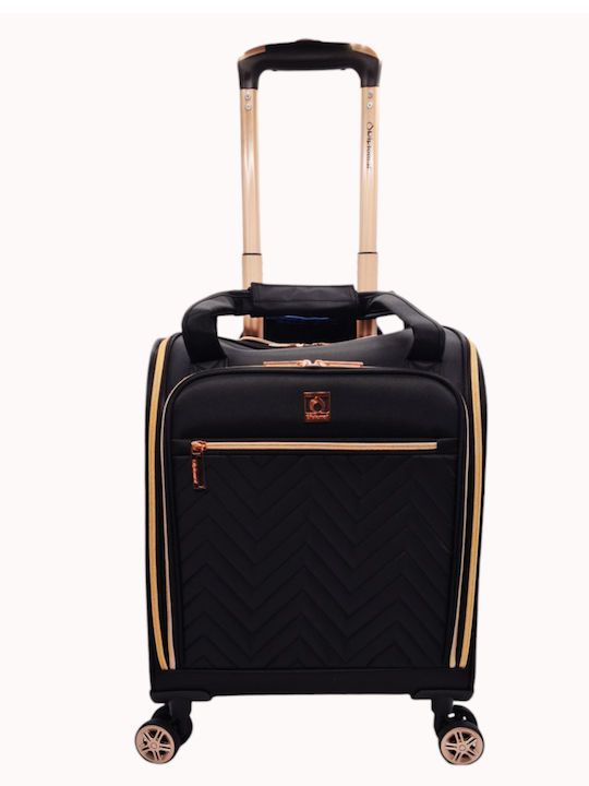Diplomat Kleine Monaco-Kollektion Kabinen-Stoffkoffer Schwarz mit 4 Rädern Höhe 55cm