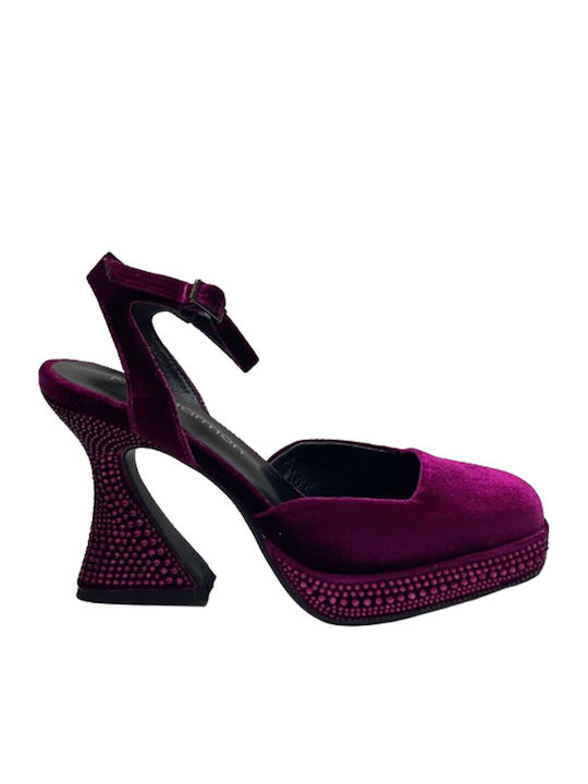 Fuchsia High Heels with Strap