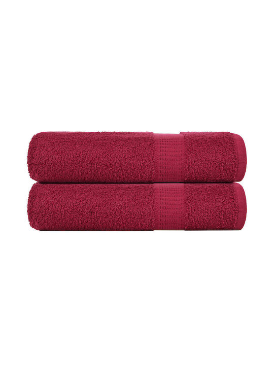 vidaXL Bath Towel 100x150cm Burgundy 2 Pieces Weight 360gsm