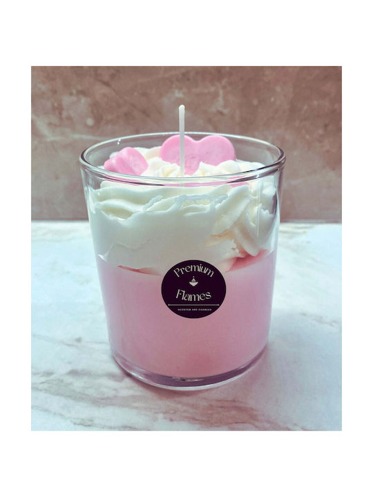 Scented Soy Candle Premium Flames Jar with Scent White Musk Serenity Pink 1pcs