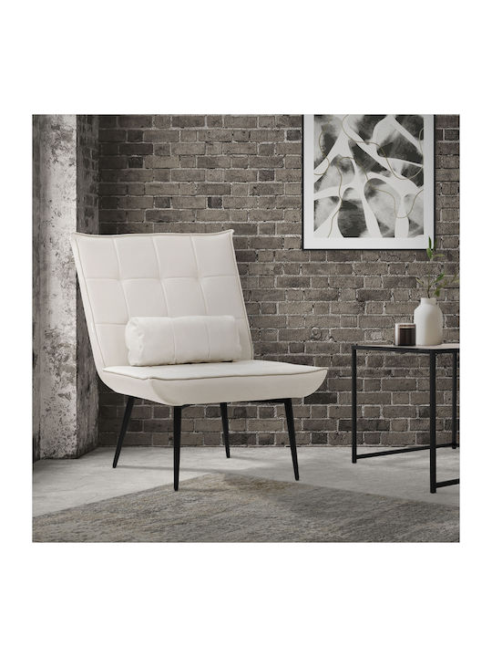 Comfortable Armchair Cream Cushion PU Leather Cover Metal Legs ML Design