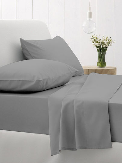 Sunshine Sheet Super-Double with Elastic 160x200+30cm. Cotton Feelings 151 Dark Grey