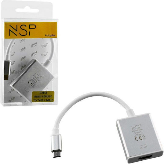 NSP Μετατροπέας HDMI female σε USB-C male Ασημί 1τμχ 8247330
