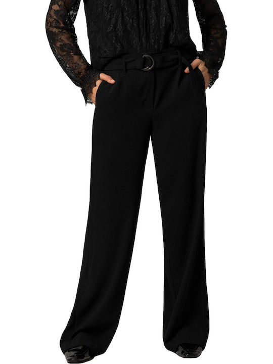 Women's High-waisted Fabric Trousers Black