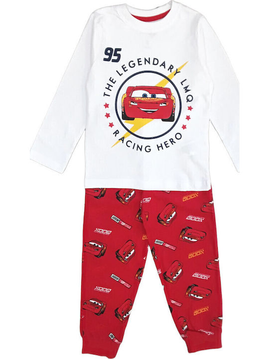 Disney Παιδική Πιτζάμα Χειμωνιάτικη White, Red Racing Car Disney Παιδική Πιτζάμα Χειμωνιάτικη White, Red Racing Car