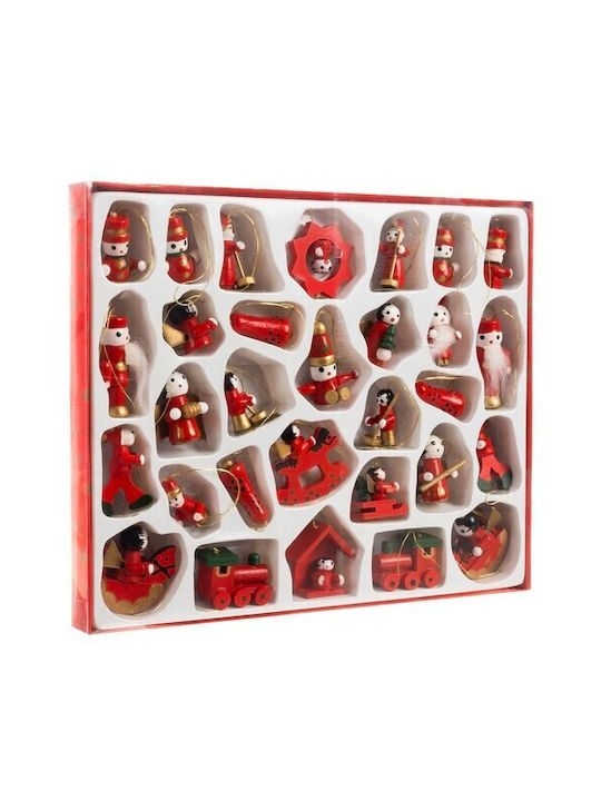 Hängendes Ornament Mix Schmuckstücke Hölzern Mehrfarbig 18.1x22.5cm Set 30Stück