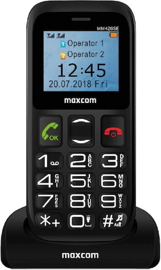 MaxCom MM426 SE Dual SIM Κινητό με Μεγάλα Κουμπιά (Ελληνικό Μενού) Μαύρο