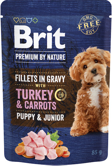 Brit Premium by Nature Υγρή Τροφή για Κουτάβια σε Φακελάκι με Γαλοπούλα, Καρότο και Κρέας 85gr