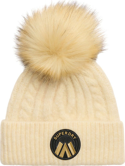 Cable Luxe Knit Beanie Γυναικείος Σκούφος Πλεκτός σε Εκρού χρώμα
