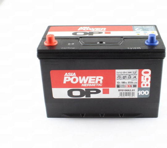 Μπαταρια Op Asiatic Power 12v 100a 850cca 303x174x198/218 Αρ