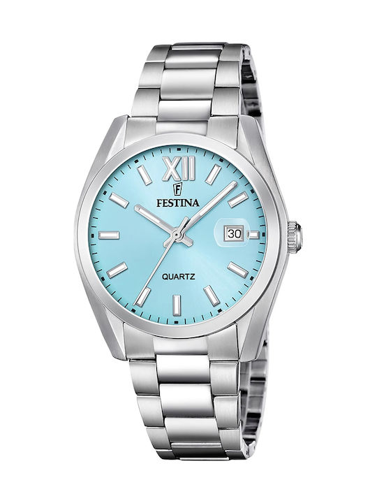 Festina Classic Ανδρικό Ρολόι Μπαταρίας με Ασημί Μεταλλικό Μπρασελέ