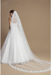 Bridal Long Veil Lace Edges White Chantelle Bridal Long Veil Lace Edges White Chantelle