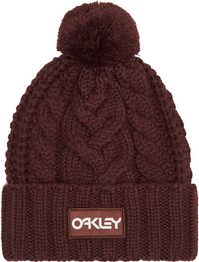 Harper Pom Beanie Beanie Knitted in Brown color