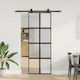 Vidaxl Sliding Door Hardware Set 76x205 Cm Glass & Aluminum Black
