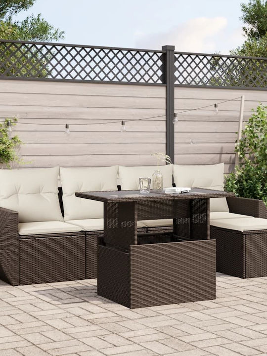Garten- und Outdoor-Möbelsets 6 Stück Braune mi...