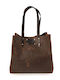 Leder Damen Shopper Tasche Braun