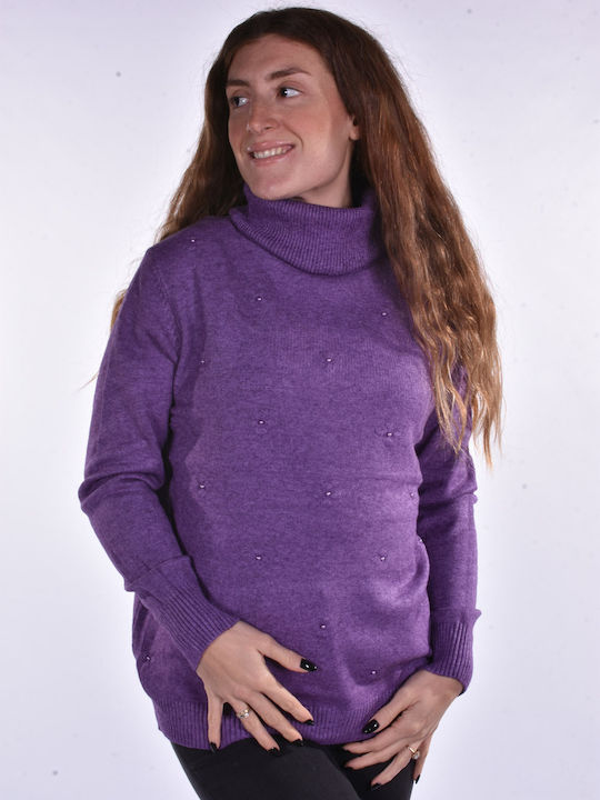 Raiden Women's Sweater Turtleneck Purple