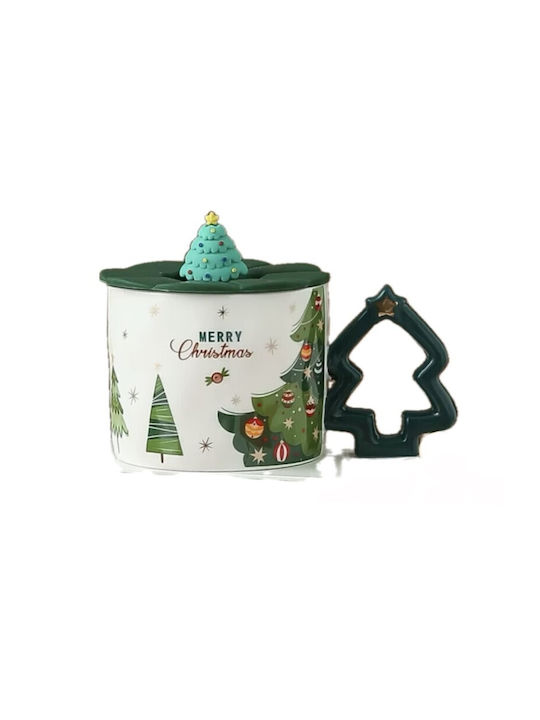 White Christmas Mug with Silicone Lid