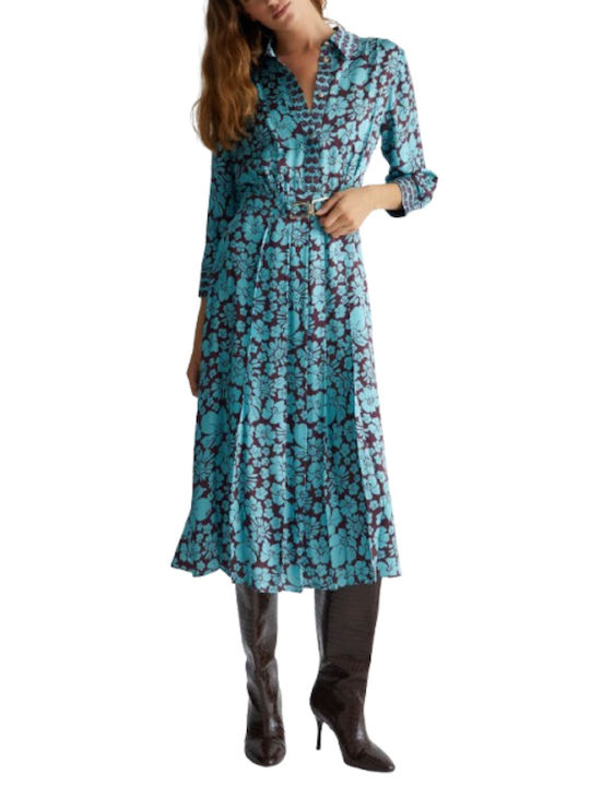 Liu Jo Midi Shirt Dress Dress Satin Blue