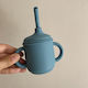 Nok Nok Baby Cup with Handles and Straw made of Silicone Blue for 12m+m+