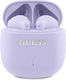 Guess Printed Classic Logo In ear Bluetooth хендсфри Слушалки с Кутийка за Зареждане Лилав