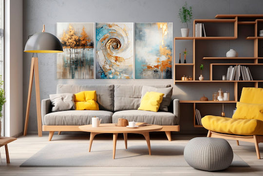 Decowalls Dreifach Gemälde auf Leinwand 60x120cm