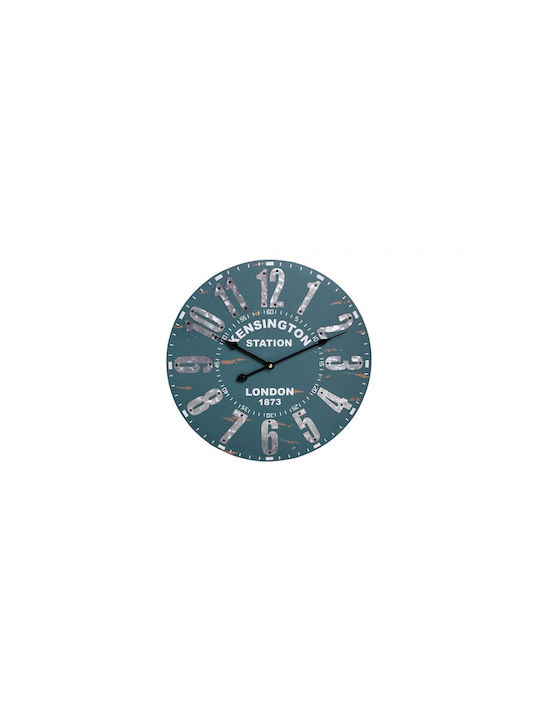 Melina's Collection Wanduhr Hölzernes Petrol Blau Ø40cm