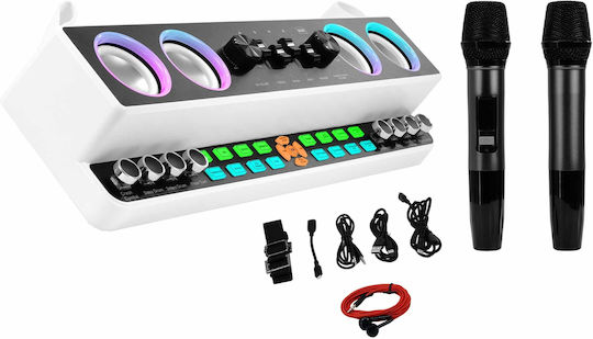 MusicMate Ηχείο Karaoke με Ασύρματα Μικρόφωνα και Εφέ Φωτισμού SonicPulse Λευκό