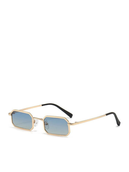 JohNocera Unisex Sunglasses with Gold Metal Frame and Gold Gradient Polarized Lens RECT-01