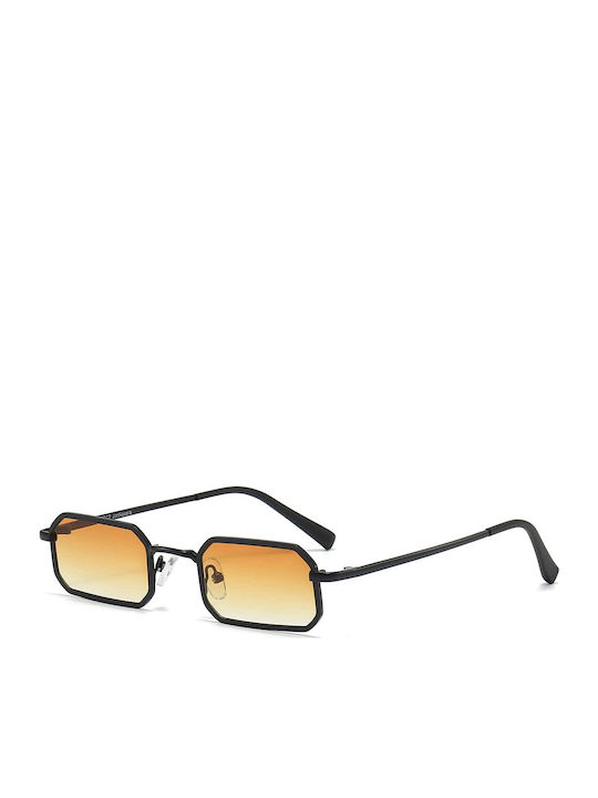 JohNocera Unisex Sunglasses with Black Metal Frame and Black Gradient Polarized Lens JN-rect-c3