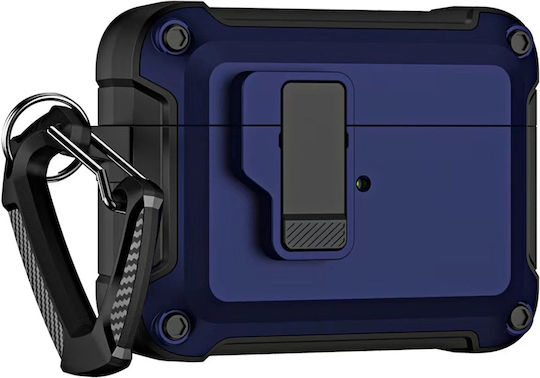 Hurtel Case Case Silicone / Plastic with Hook in Blue color for Apple AirPods 4