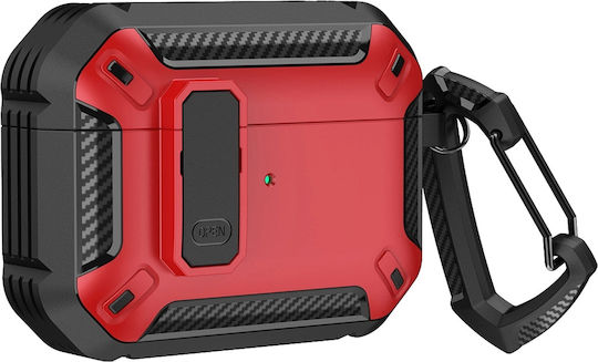 Hurtel Case Case Silicone with Hook in Red color for Apple AirPods 4