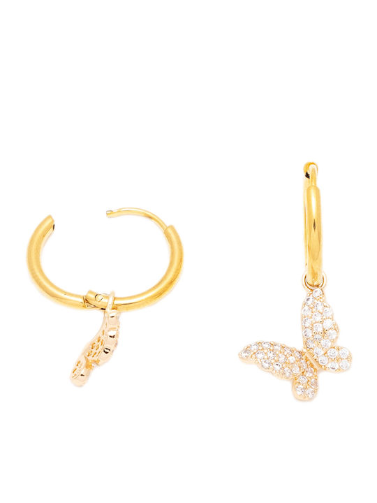Dangling Butterfly Earrings Gold Stainless Steel Silver Gold Silver Gold One Size 13379