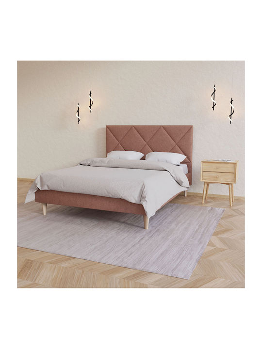 Fortuna Double Bed Upholstered with Fabric Terra Cotta for Mattress 160x200cm