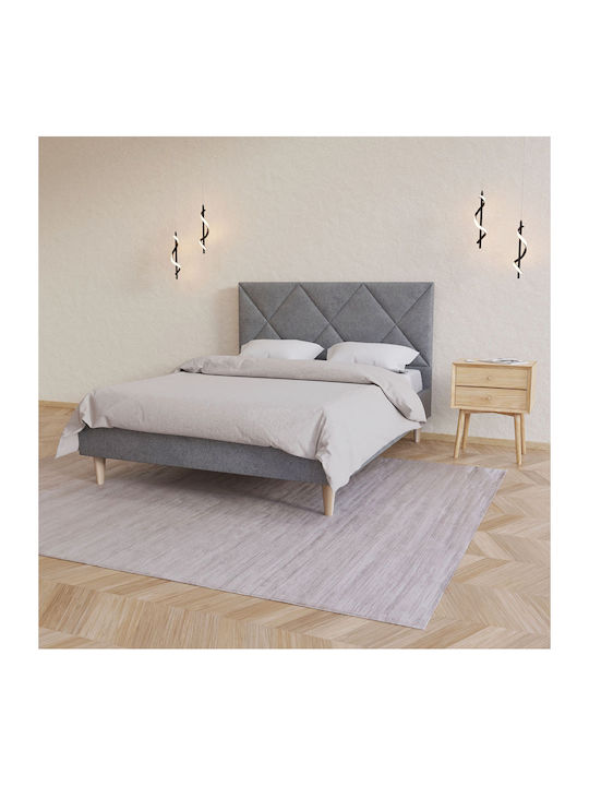 Fortuna Double Bed Upholstered with Fabric Grey...