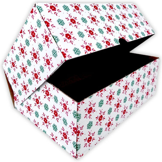 Opening Paper Christmas Box for Gift White 30x10x20cm.