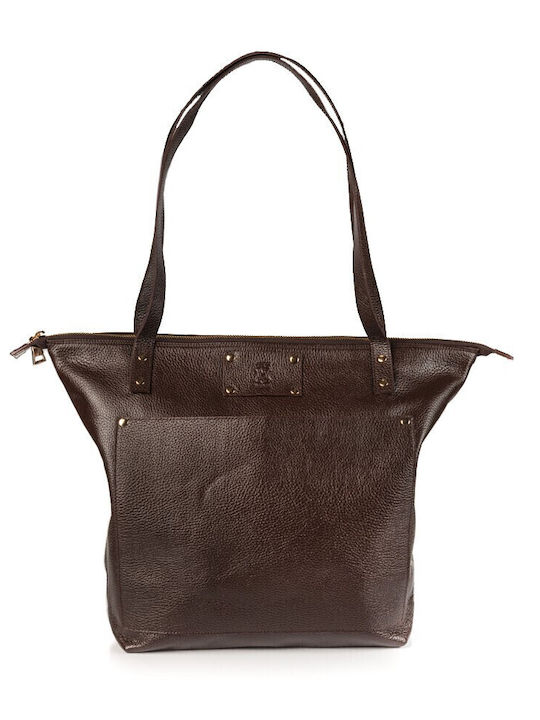 Leder Damen Shopper Tasche Braun