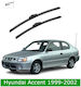 Front Wiper Blade Set Hyundai Accent 1999-2002 G4ek 500mm 450mm Bosch Aerotwin 3398000083 22" & 18" 2 Pieces